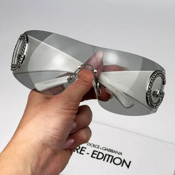 D&G DG2298B 06/87 Sunglasses Light Grey Rimless Pillow Women